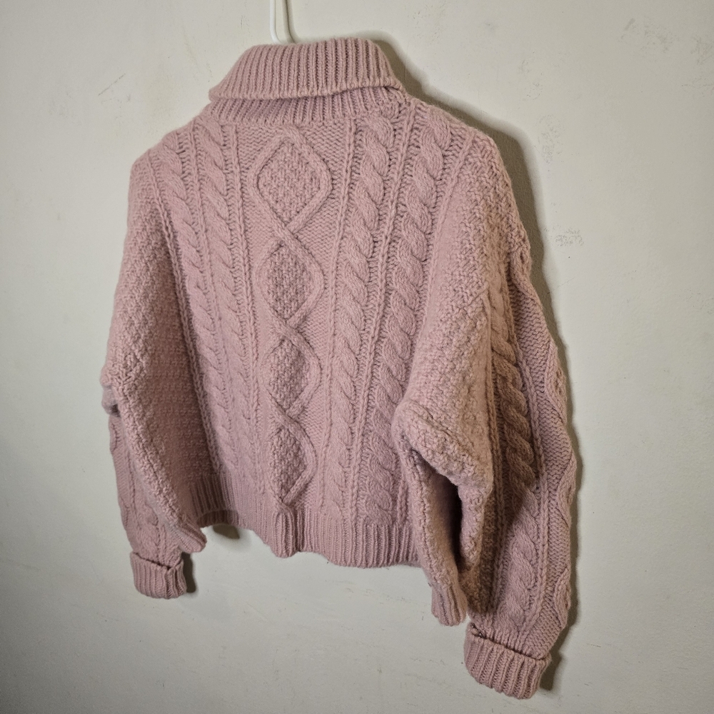 Vintage Laura Ashley Wool Cable Knit Turtleneck Women's Size S/M Pink Scotland - Picture 13 of 13